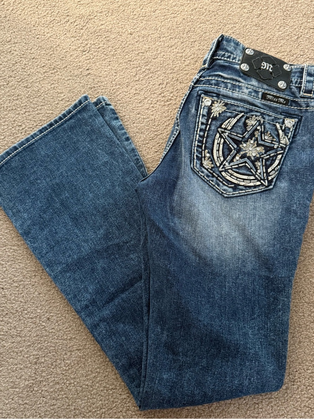 Miss Me Blue Embroidered Boot Cut Jeans